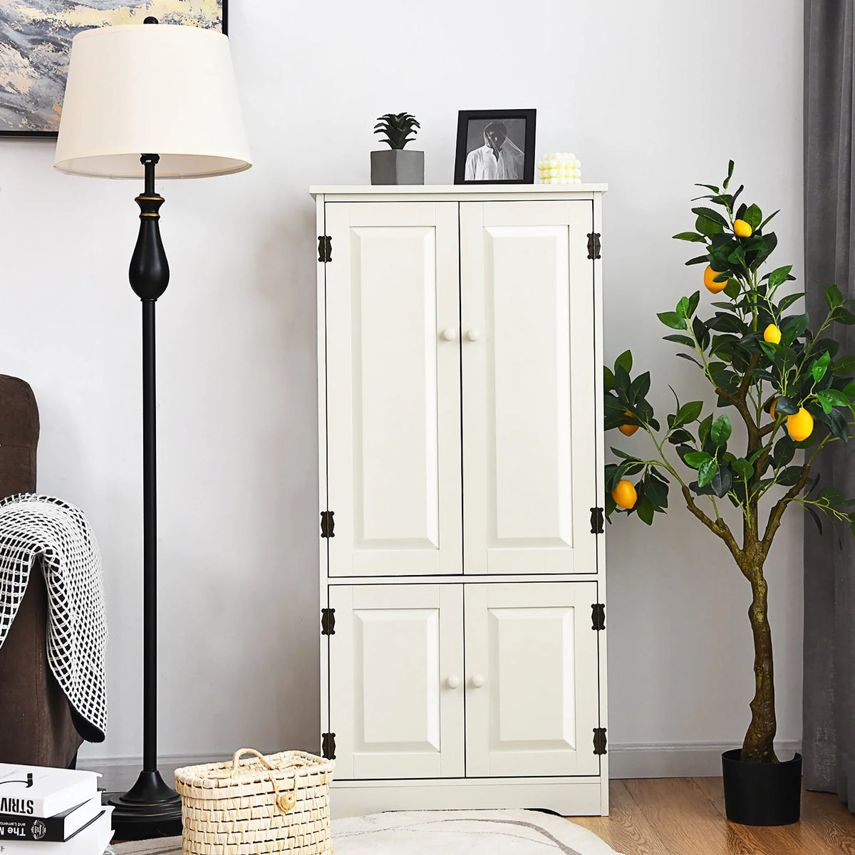 White 2-Door Accent Storage Cabinet with Adjustable Shelves Q7911