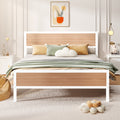 White Full Size Metal Platform Bed Frame with Headboard and Footboard K744899