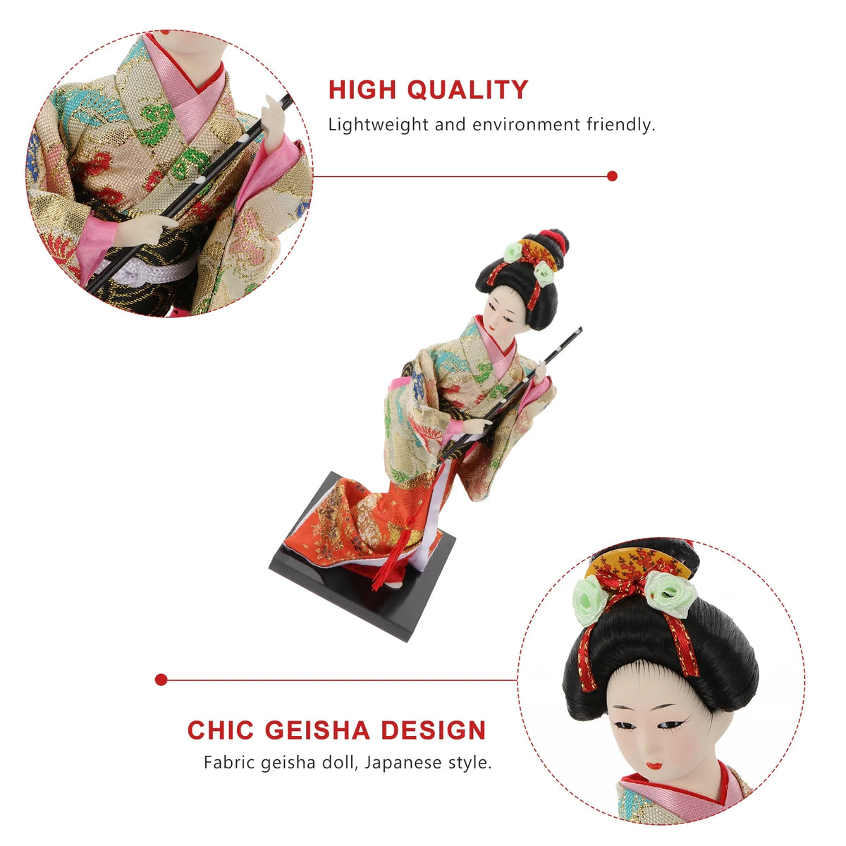 Kimono Geisha Ornament Doll Tabletop Crafts Foam Wood Woman M5243