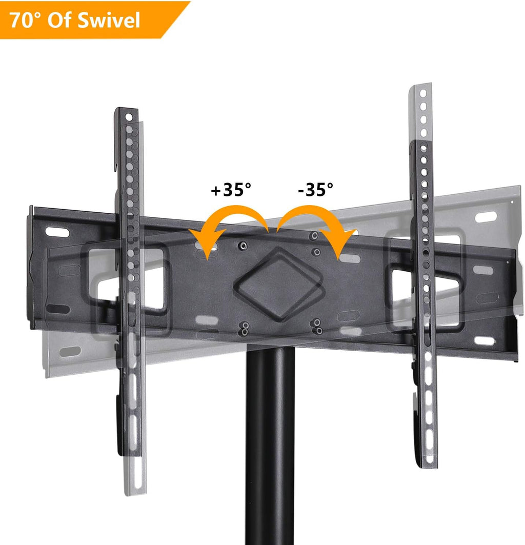 Rolling Wood TV Stand with Swivel Mount and Wheels L631152