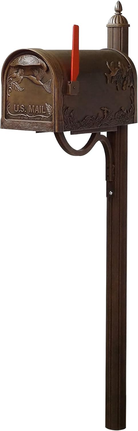Copper Hummingbird Mailbox with Locking Insert and Mailbox Post V206268