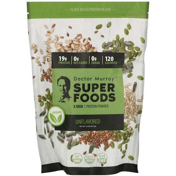 Vegan Protein Powder Unflavored 16 oz Pack of 3 Q140877