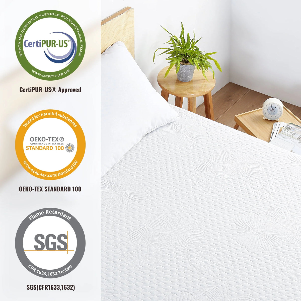 10'' Gel Memory Foam Mattress Twin Size Dark Grey White Z721