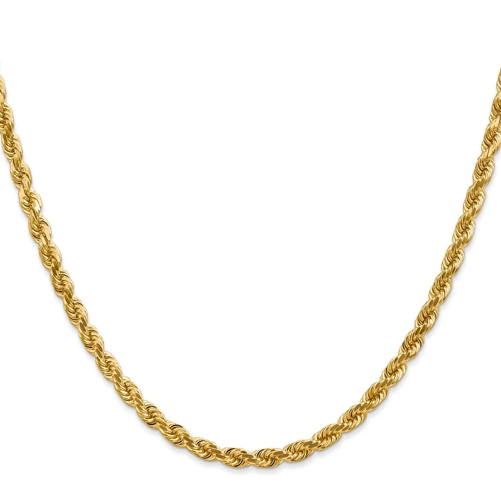 14 Karat Yellow Gold 4mm Diamond-cut Rope Chain R407