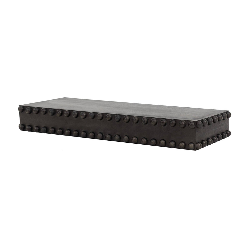 Black Rustic Beaded Wood Floating Wall Shelf D4647