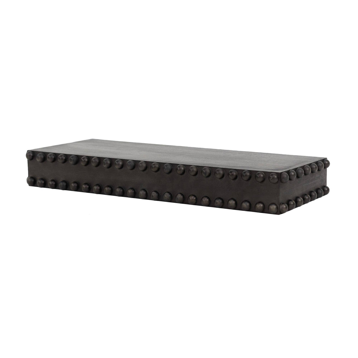 Black Rustic Beaded Wood Floating Wall Shelf D4647