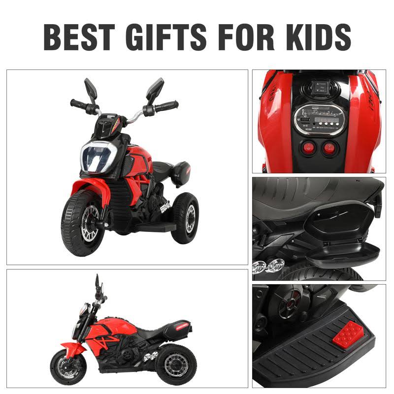 Red Three-Wheeled Kids Ride on Motorcycle V2773