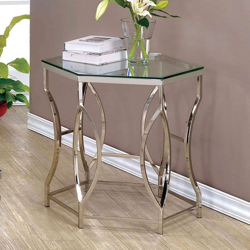 Chrome Glass Top End Table V156329