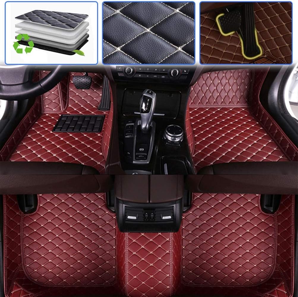 Red Waterproof Full Coverage Car Floor Mats S80074