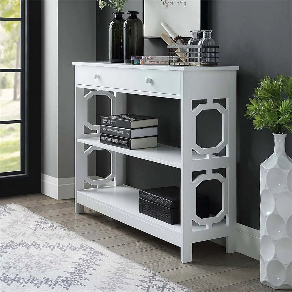 White Wood Storage Console Table I628643