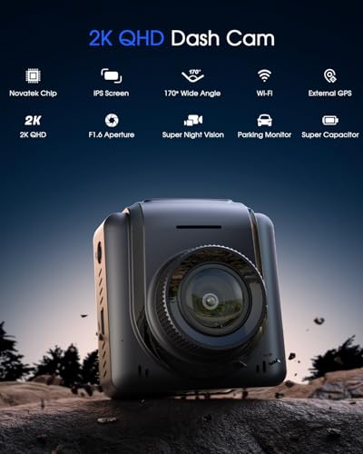 Mini Dash Cam with WiFi, 2K, WDR Night Vision, Parking Monitor W4816