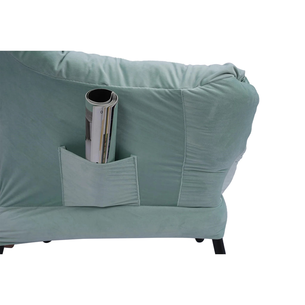 Green Upholstered Fabric Accent Chair with Ottoman C38925