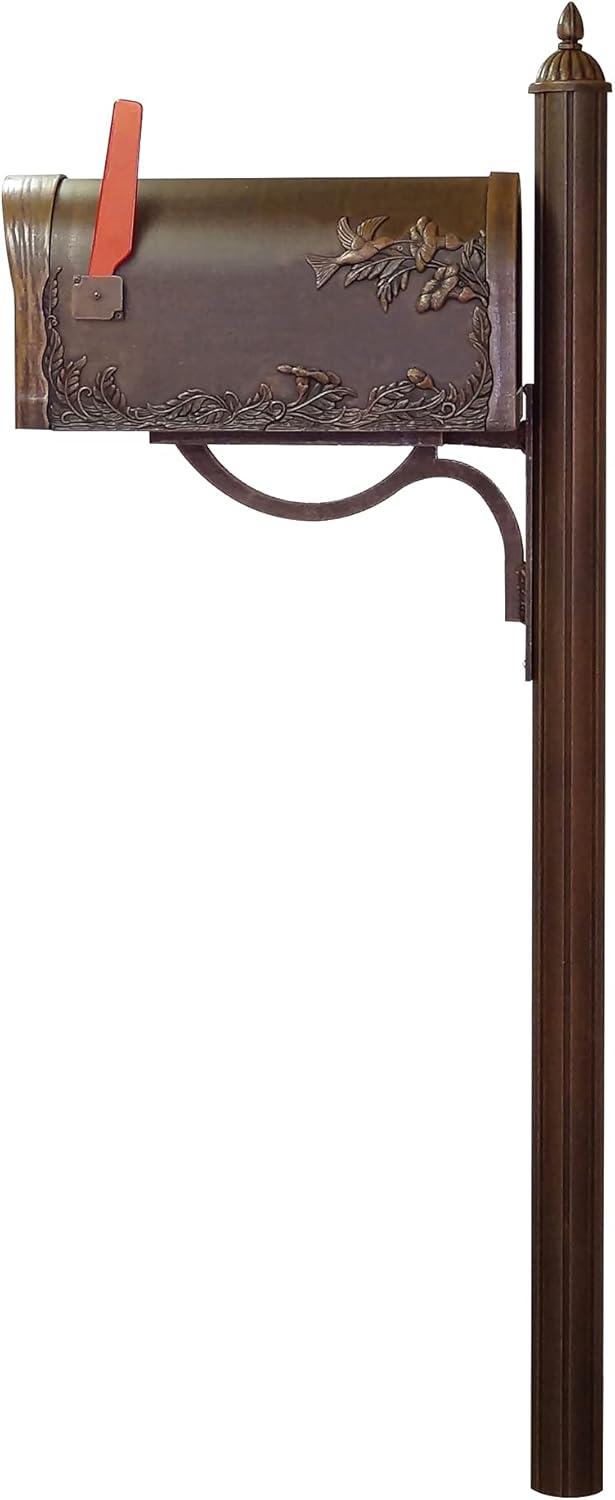 Copper Hummingbird Mailbox with Locking Insert and Mailbox Post V206268
