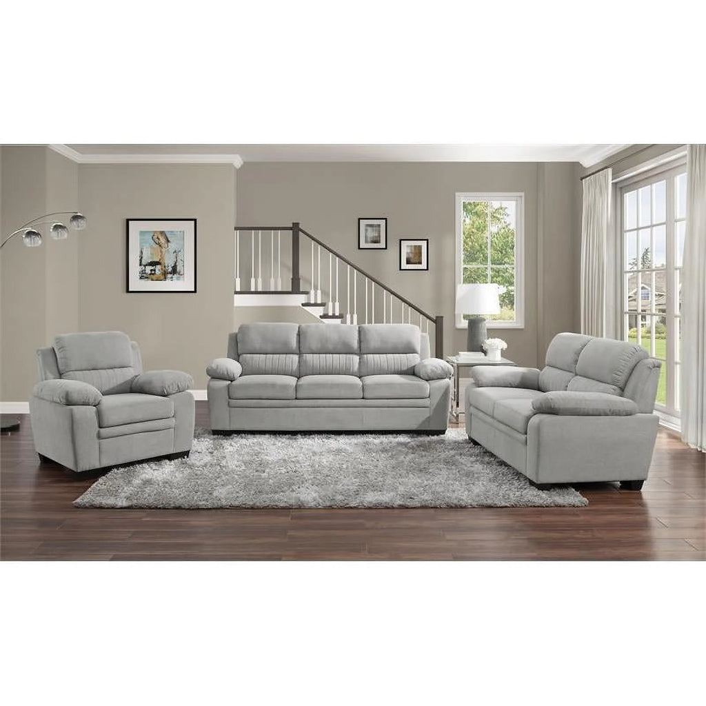 Light Gray Textured Fabric Sofa W3117