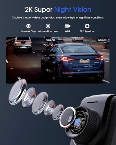 Mini Dash Cam with WiFi, 2K, WDR Night Vision, Parking Monitor W4816