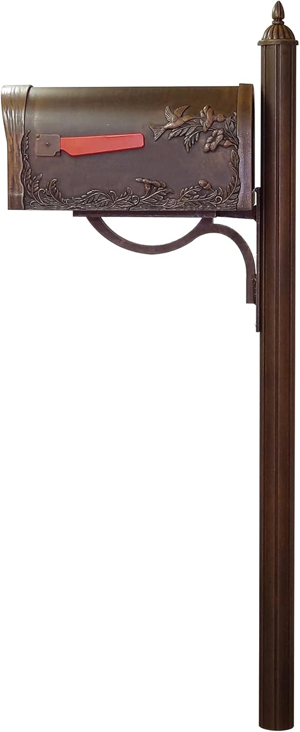 Copper Hummingbird Mailbox with Locking Insert and Mailbox Post V206268