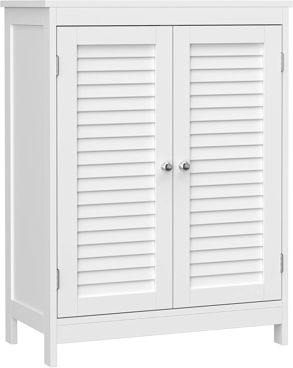 White Bathroom Storage Cabinet with Double Shutter Doors and Adjustable Shelf L591