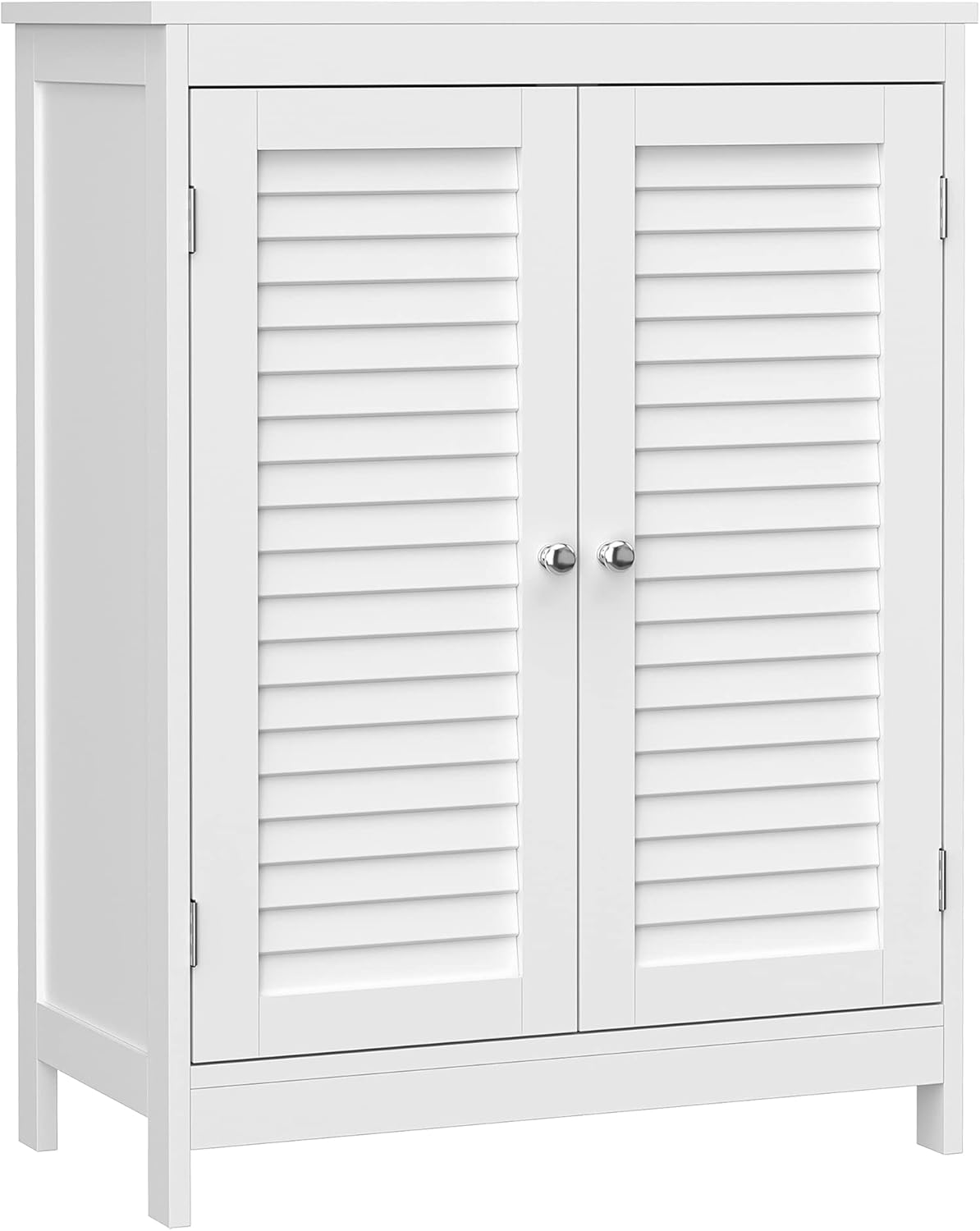 White Bathroom Storage Cabinet with Double Shutter Doors and Adjustable Shelf L591