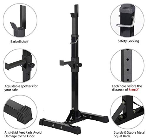 Pair of Adjustable Solid Steel Squat Rack Stands B54638