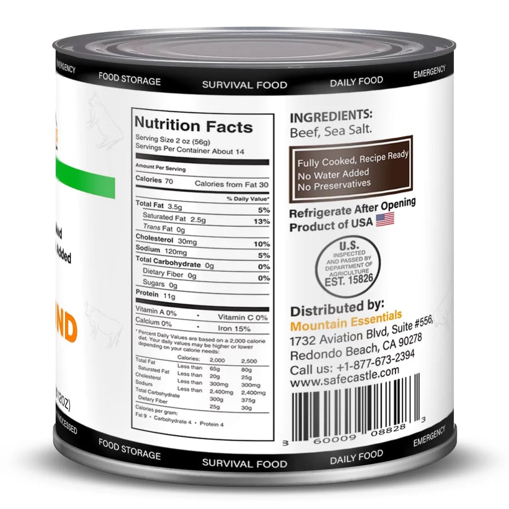6 Cans Pack Canned Ground Beef 28 Ounce Cans Fully Cooked W10522