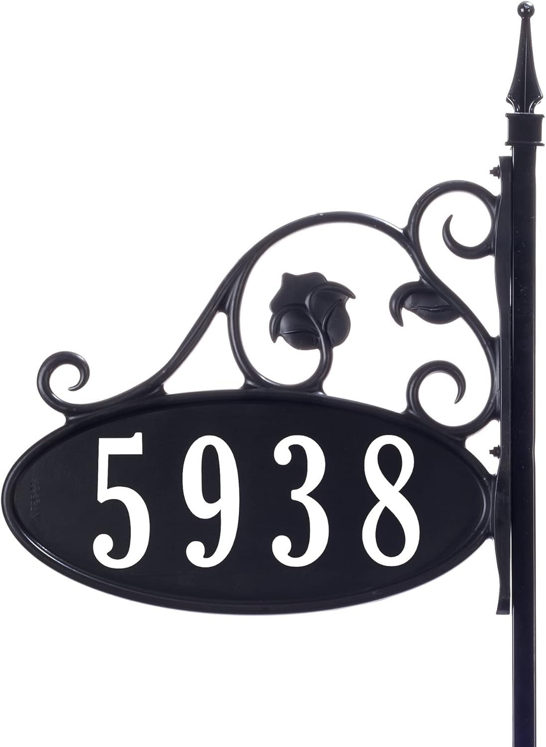 Handcrafted Double-Sided Reflective Address Sign with Pole F2903
