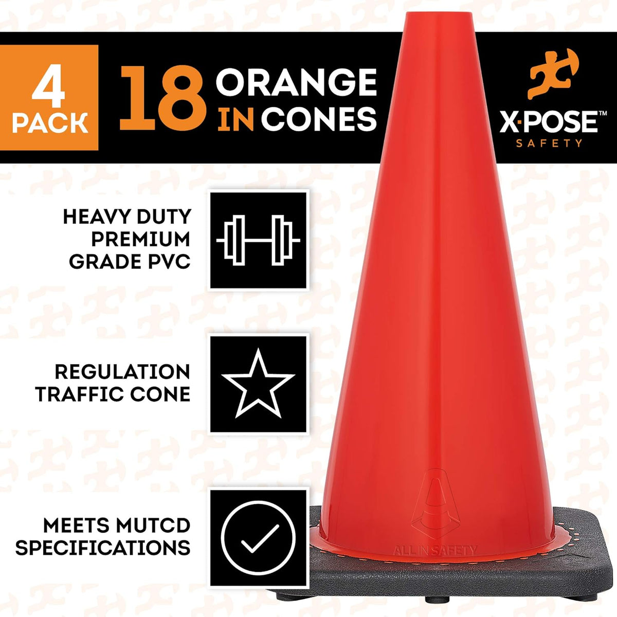 18 Inch Orange PVC Safety Cone Pack of 2 K3451