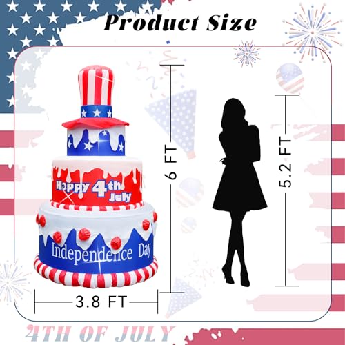 6 FT Inflatables Cake with LEDs Patriotic Decor L4383