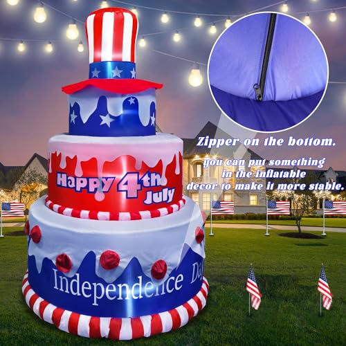 6 FT Inflatables Cake with LEDs Patriotic Decor L4383