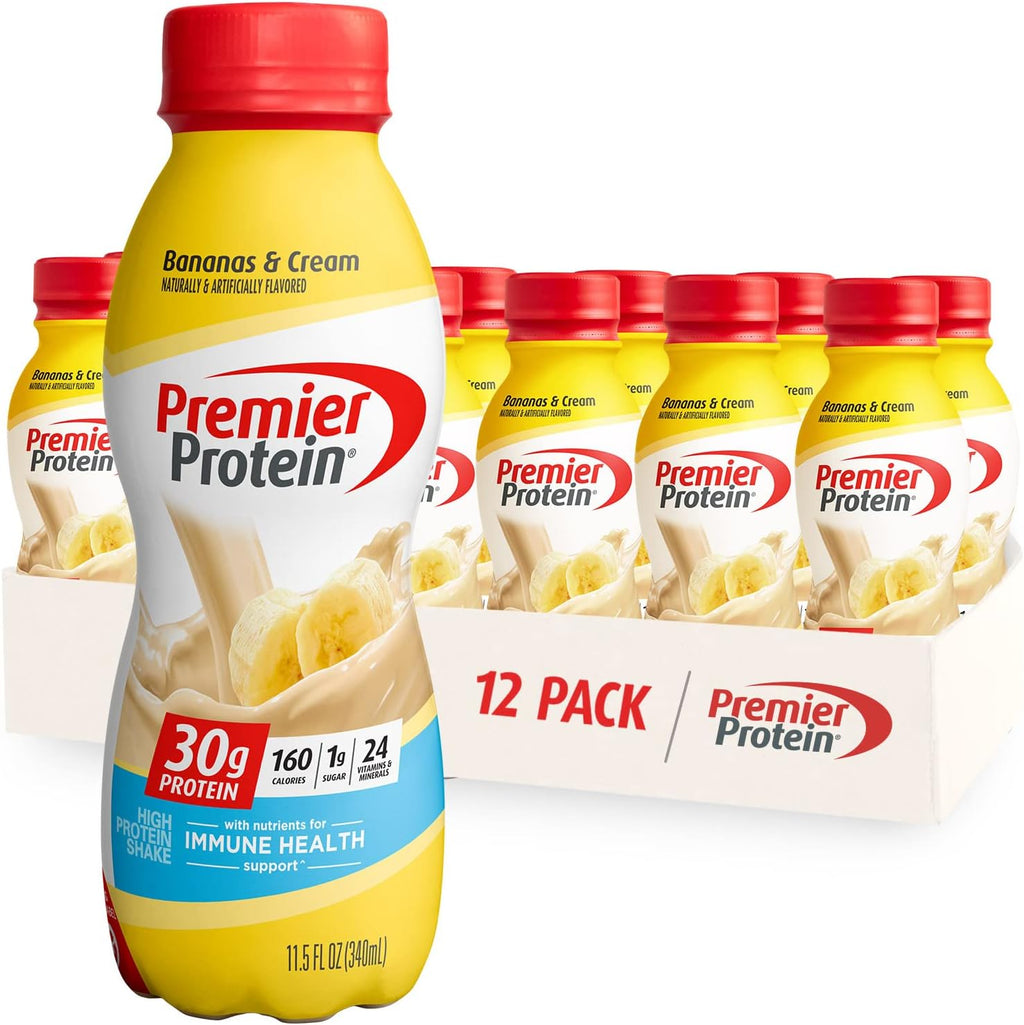 12 Pack Premier Protein Shake, 30g Protein, Salted Caramel Popcorn and Bananas & Cream Flavors K821237