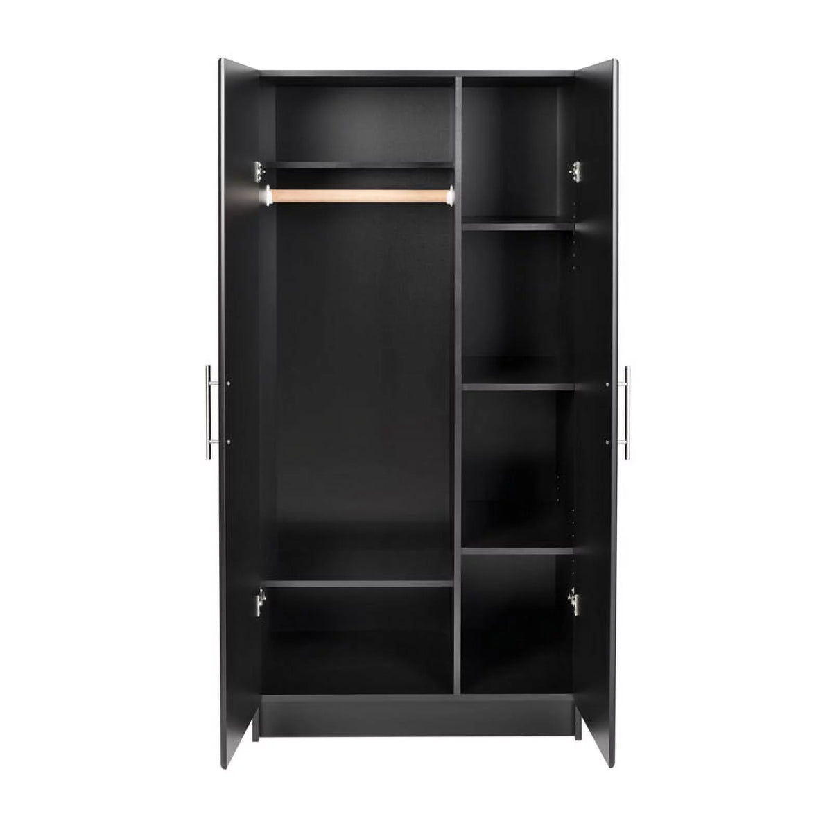 Black Storage Cabinet with Hanging Rail and Shelves W903