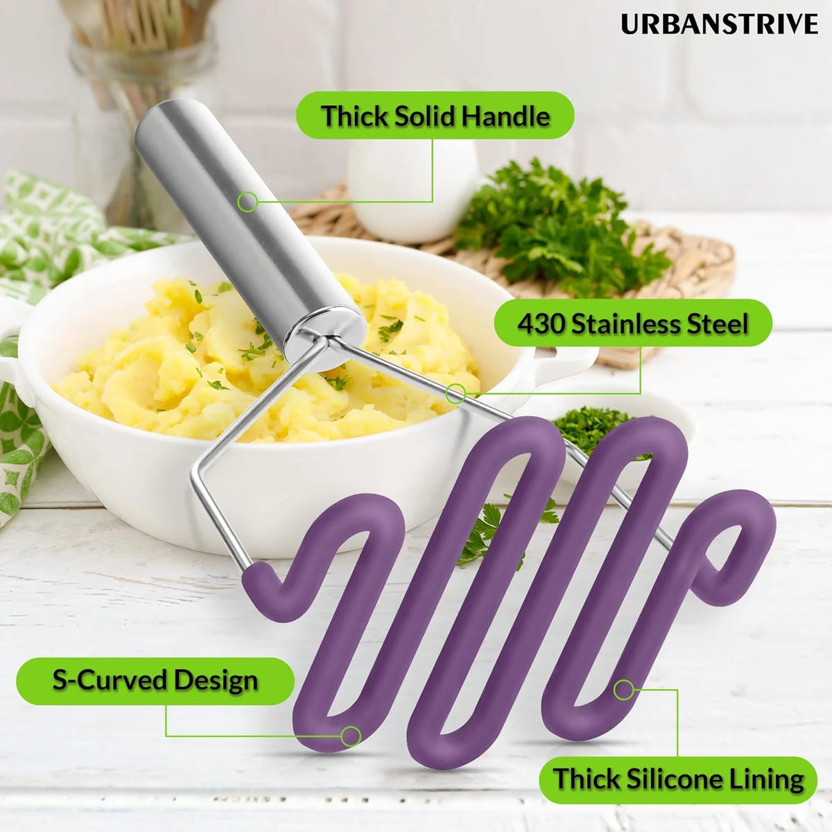 Stainless steel silicone potato mash maker W555793