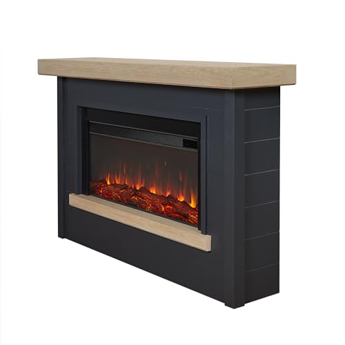 White 67" Electric Fireplace with Mantel H743130