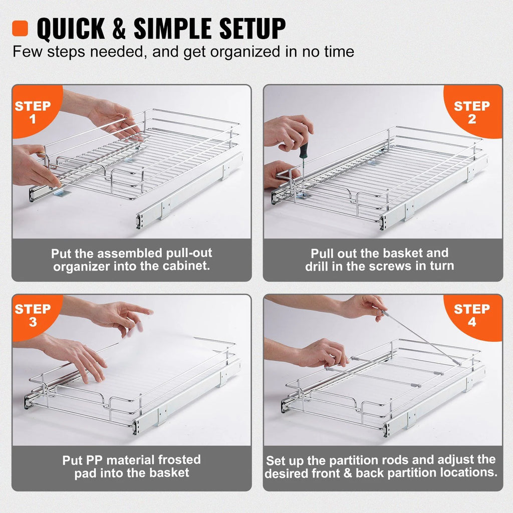 Chrome Plated Steel Pull Out Cabinet Organizer P3630