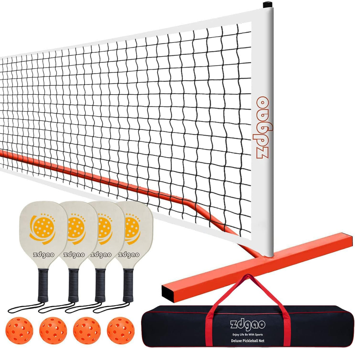 Portable Pickleball Net Set with 4 Paddles and Carry Bag C6287
