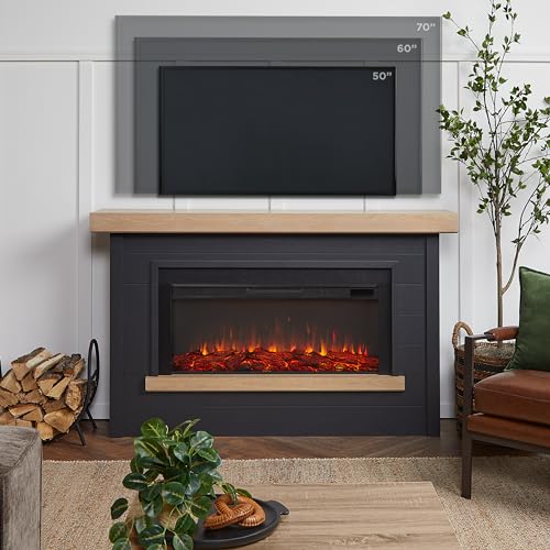 White 67" Electric Fireplace with Mantel H743130