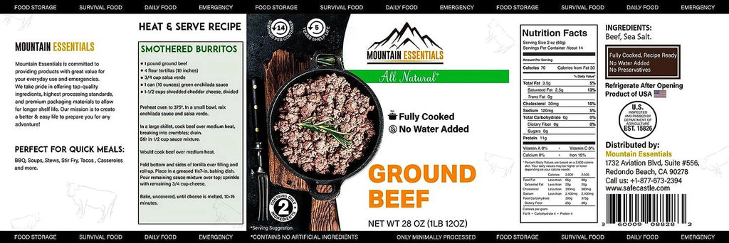6 Cans Pack Canned Ground Beef 28 Ounce Cans Fully Cooked W10522