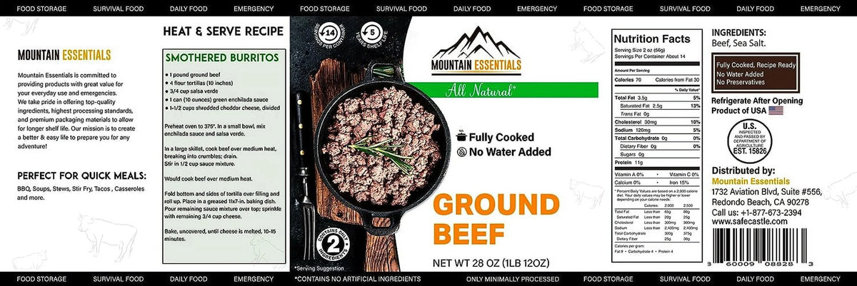 6 Cans Pack Canned Ground Beef 28 Ounce Cans Fully Cooked W10522