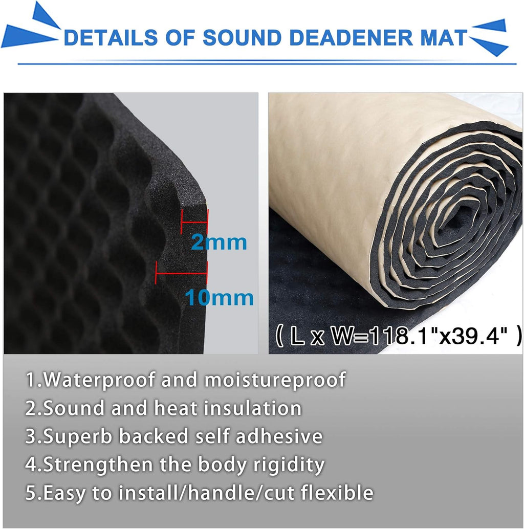 Car Sound Acoustic Absorption Heatproof Foam Mat 118.1x39.4 E797