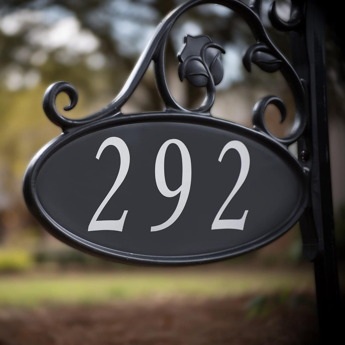 Handcrafted Double-Sided Reflective Address Sign with Pole F2903