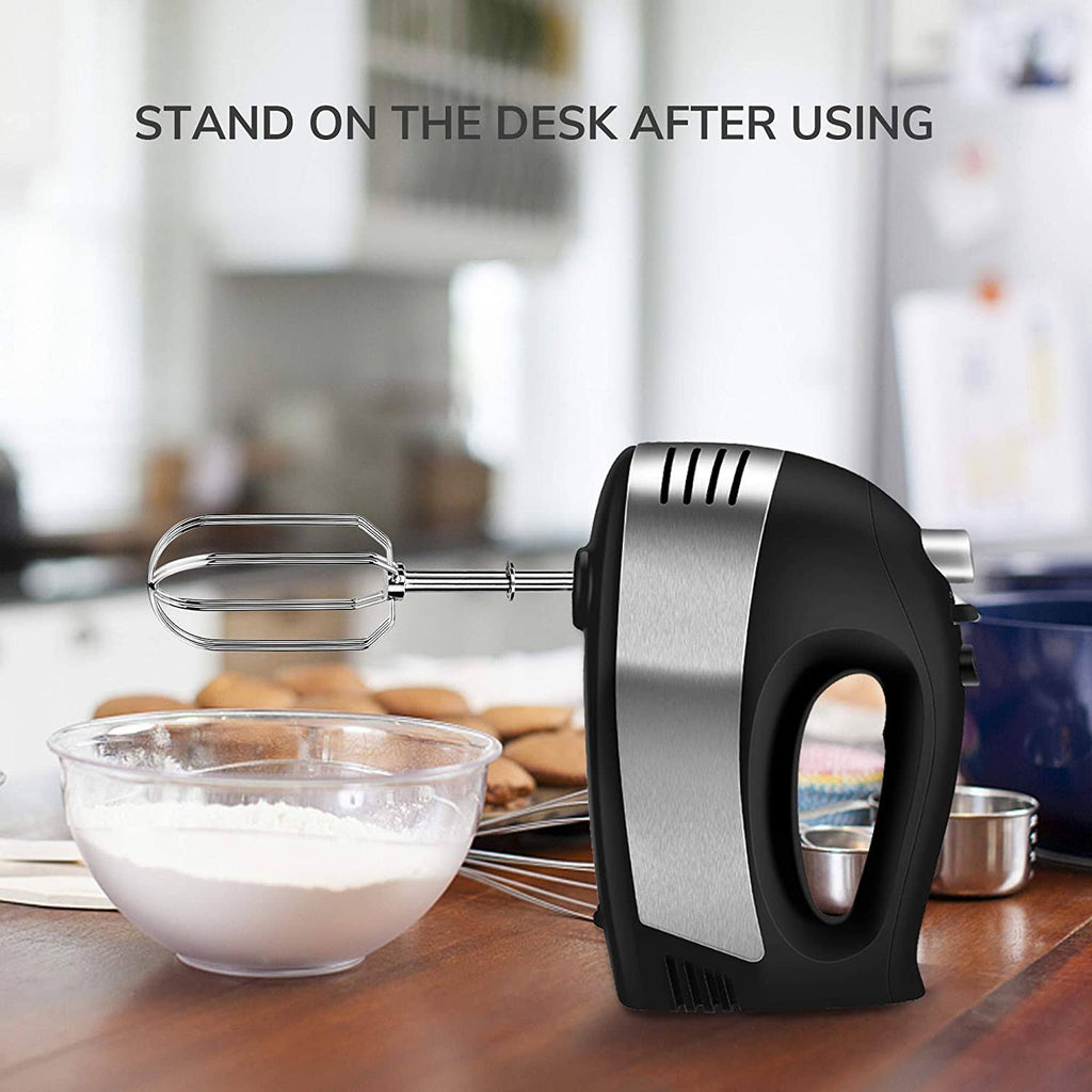 5-Speed Electric Hand Mixer with Beaters Dough Hooks and Storage Case H408984