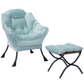 Green Upholstered Fabric Accent Chair with Ottoman C38925