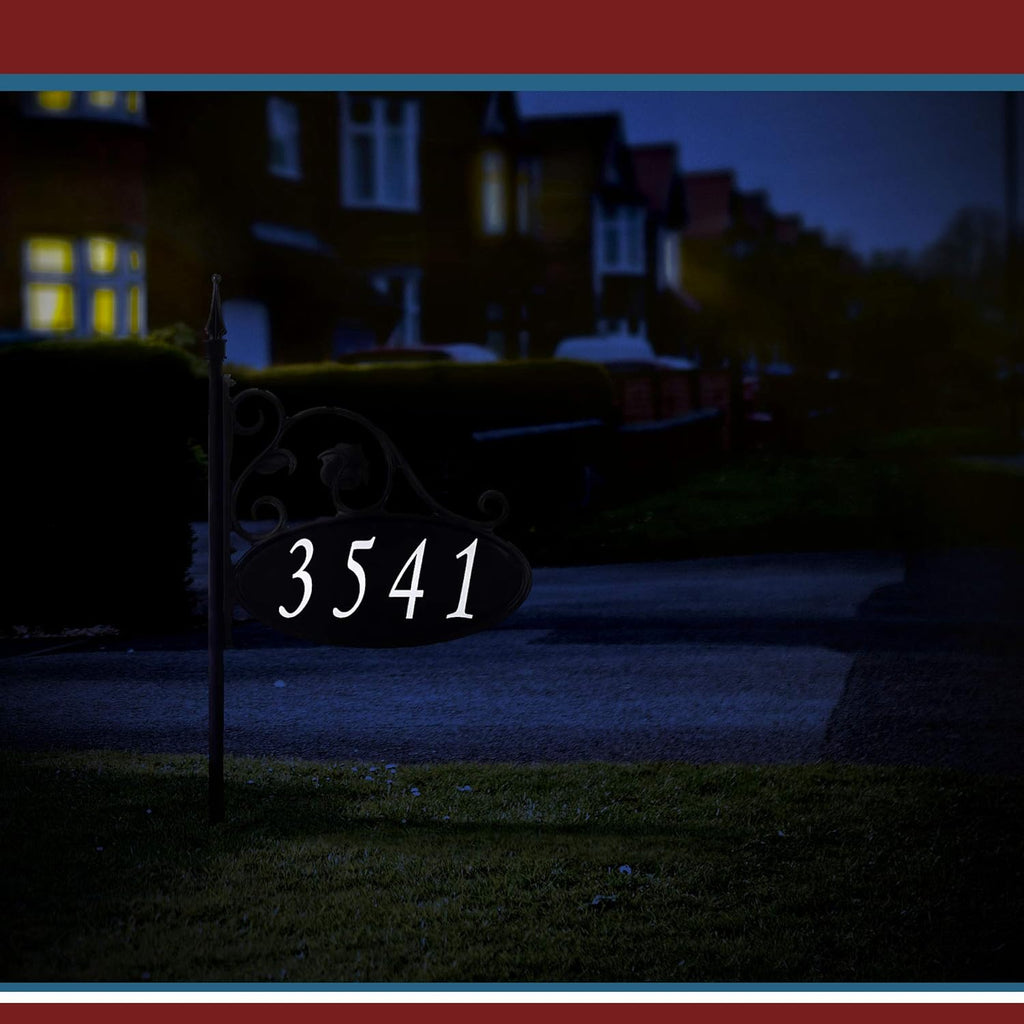 Handcrafted Double-Sided Reflective Address Sign with Pole F2903