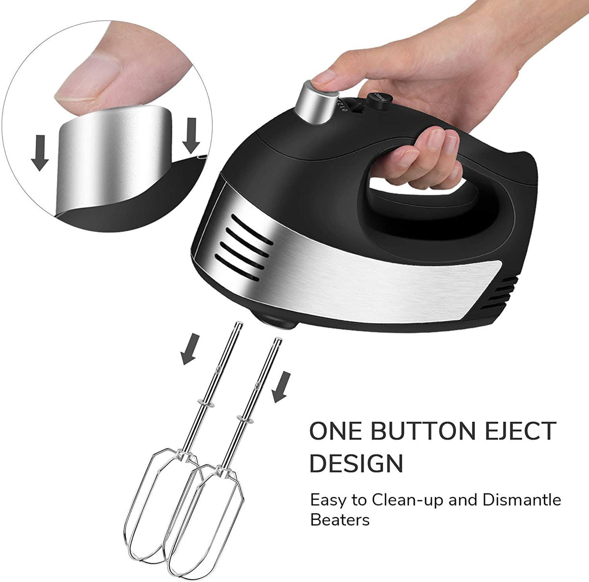 5-Speed Electric Hand Mixer with Beaters Dough Hooks and Storage Case H408984