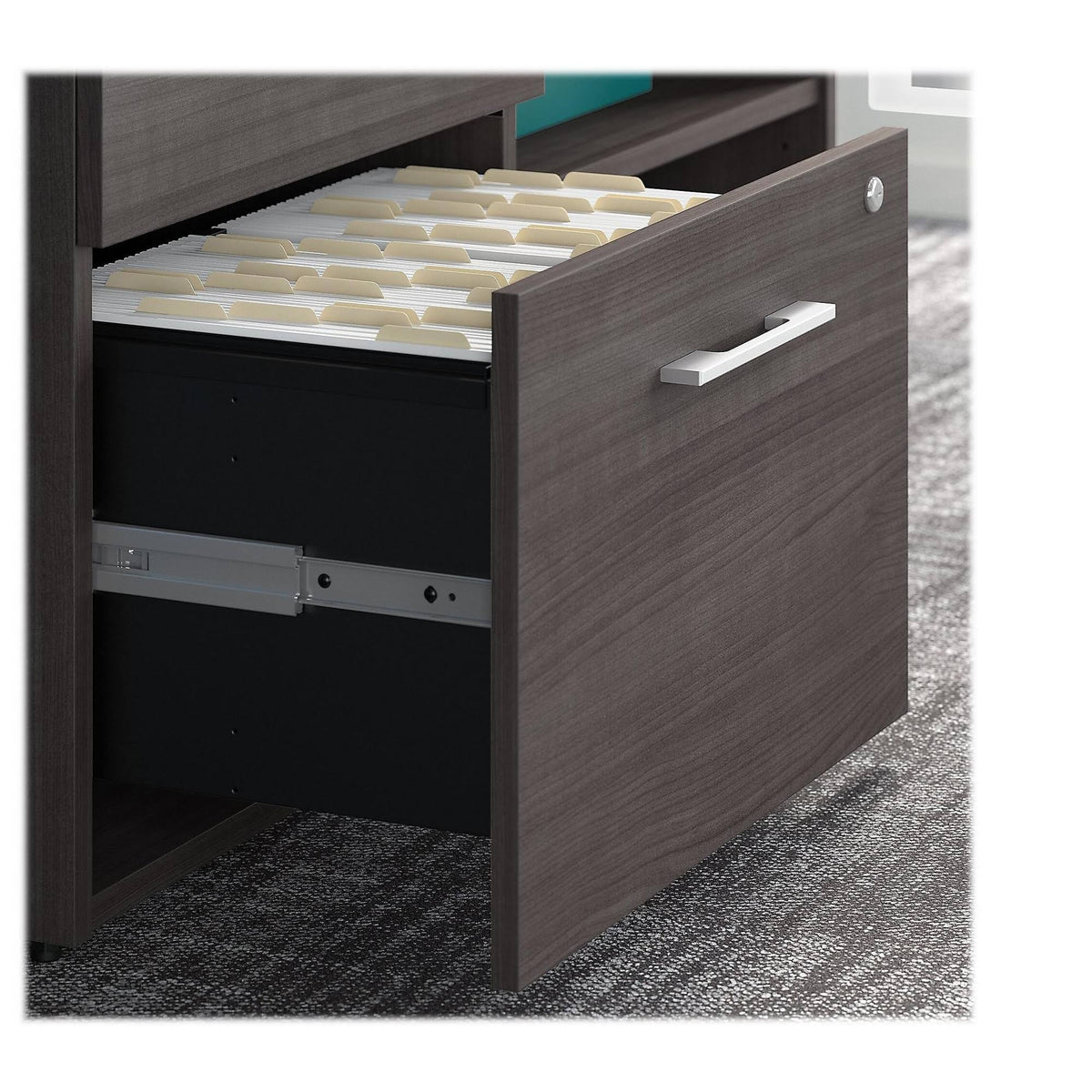 Storm Gray Storage Cabinet with Drawers and Shelves U216908
