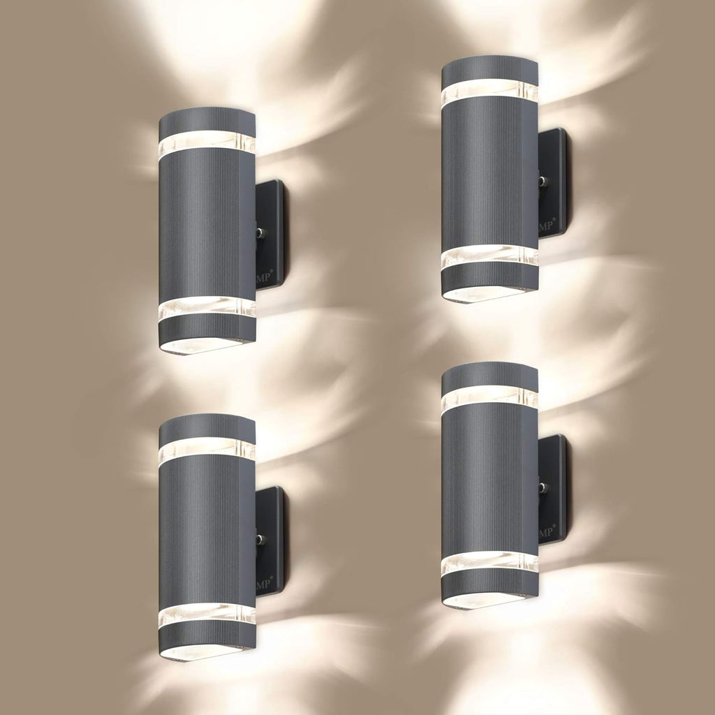 4 Pack Semi Cylinder Up and Down Lights Outdoor Wall Light Aluminum Waterproof 3000k 5W Y73957