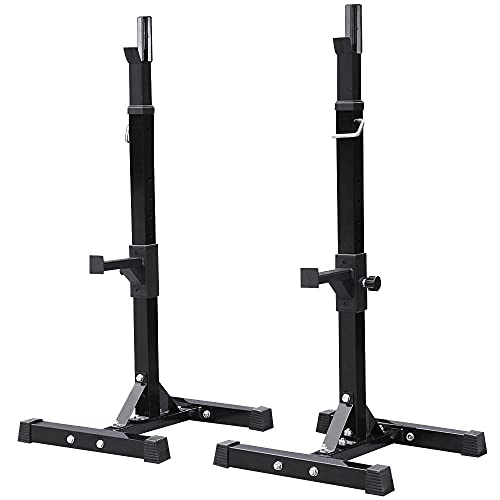 Pair of Adjustable Solid Steel Squat Rack Stands B54638