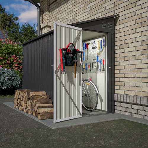 Black Heavy-Duty Outdoor Metal Storage Shed with Floor Base Z596
