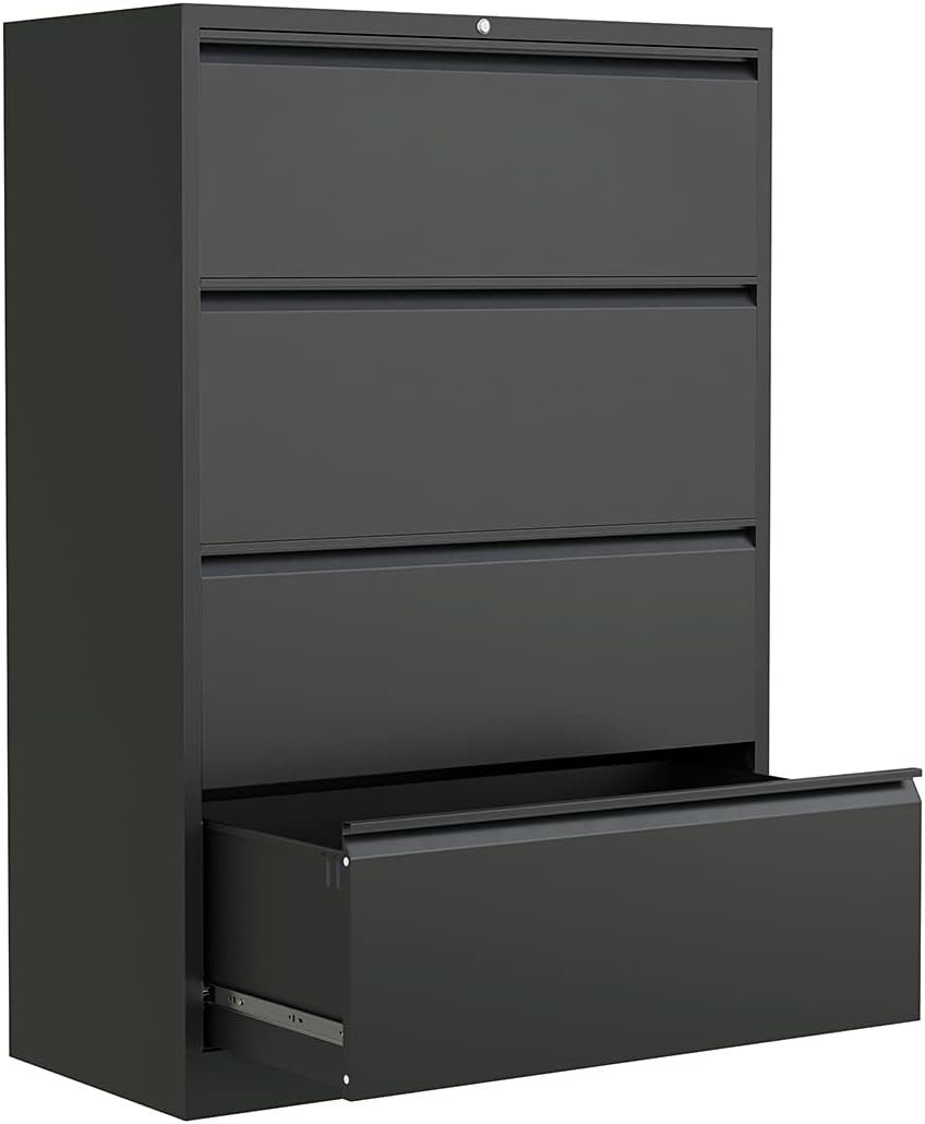 White 4 Drawer Metal Lateral File Cabinet with Lock N48012