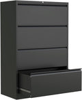 White 4 Drawer Metal Lateral File Cabinet with Lock N48012