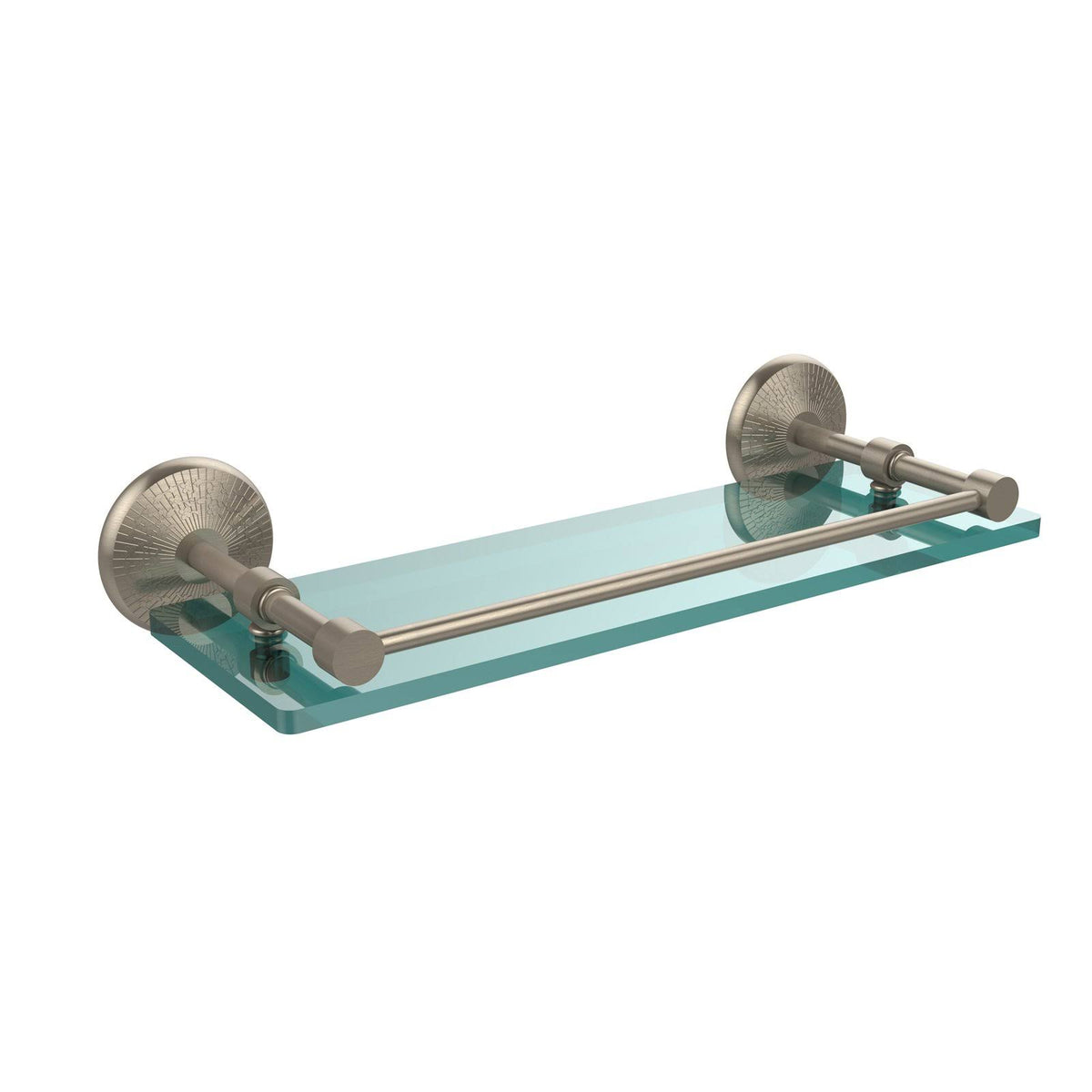 22-inch Tempered Glass Shelf with Gallery Rail Antique Pewter X850401